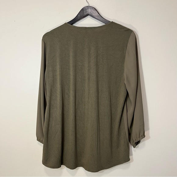 Black Rainn Long Sleeve Split Neck Blouse - Picture 6 of 11